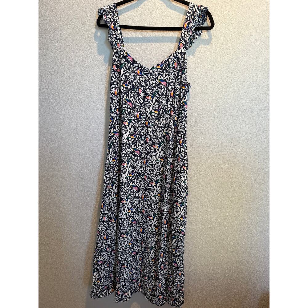 Loft‎ Sleeveless Ruffle Strap Dress Black/Multi 10